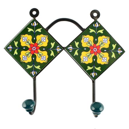 Yellow Flower Ceramic Tile Hook